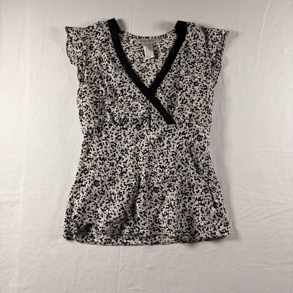 Y2K NINE WEST LEOPARD BLACK AND WHITE LEOPARD PRINT 100% SILK SIZE 2